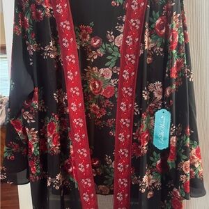 The Pioneer Woman Black and Red Floral Blouse